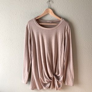 Yidarton Knot Front Long Sleeve Blouse